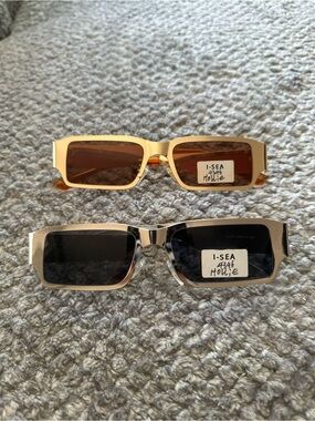 Brand New Unisex Rectangle Sunglasses – Silver or Gold Metal Frames
